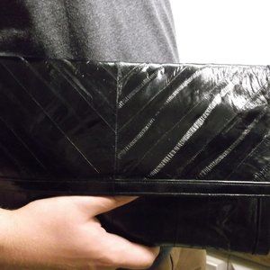 VTG Leather of the sea large black clutch